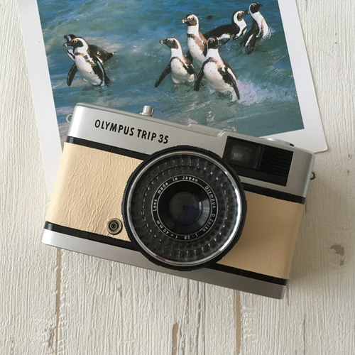 完動品】レトロなフィルムカメラ オリンパス TRIP35 クリーム色