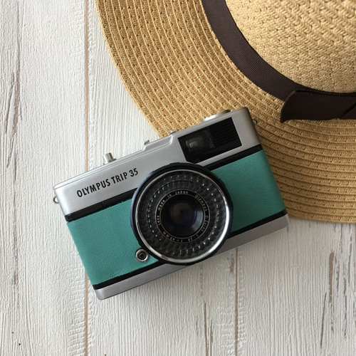 完動品】レトロなフィルムカメラオリンパスTRIP35 ピーコックグリーン