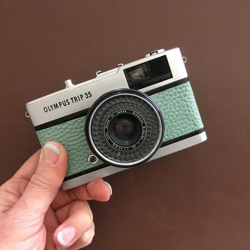 デニムブルー Olympus Trip 35 レトロフィルムカメラ 青 天然
