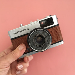 【完動品】レトロなフィルムカメラ オリンパス TRIP35 ブラウンのリザード型押し革【ただいまフィルム１本付き】 8枚目の画像