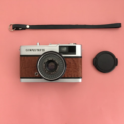 【完動品】レトロなフィルムカメラ オリンパス TRIP35 ブラウンのリザード型押し革【ただいまフィルム１本付き】 9枚目の画像