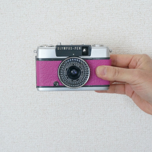 【動作確認・清掃済み＊試写あり】OLYMPUS PEN-EE2 ピンク本革 フィルムテスト済み】レトロなフィルムカメラ オリンパス PEN EE