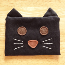 黒猫のポケットティッシュカバー／ポケットティッシュケース 1枚目の画像
