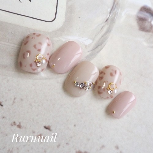 ネイルチップ/レオパード/ショート/かわいい/秋冬/シンプル/s04 ネイル