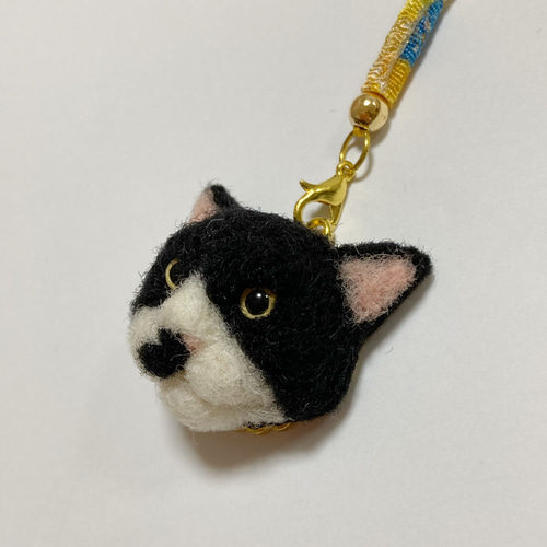 オーダー 羊毛フェルト 猫ストラップ ハチワレちゃん その他