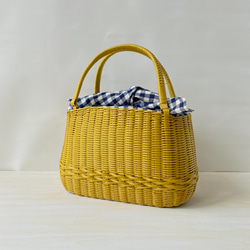 かごバッグ ハンドメイド イエロー ハンドメイド】クラフトかごバッグ ―黄色－籠 かご カゴ バッグ