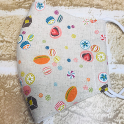 ハンドメイド♡布マスク♡和菓子柄♡子供用大きめ 1枚目の画像