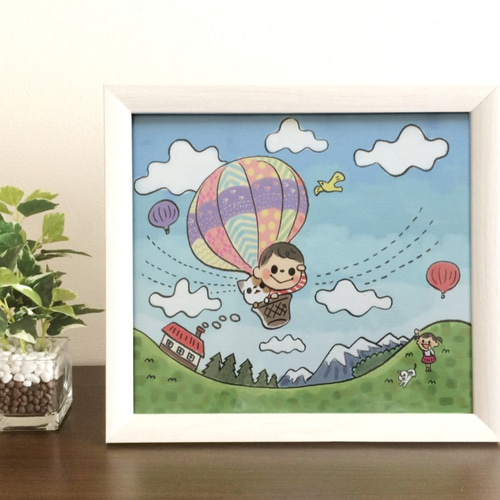 原画「流れ星」 ※木製額縁入り（18×18㎝フレーム） | 絵と額縁