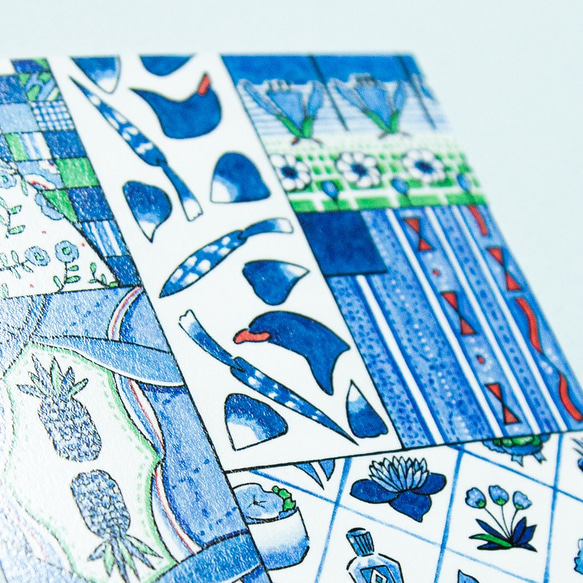 ポストカード「Blue Patchwork」2セット 4枚目の画像