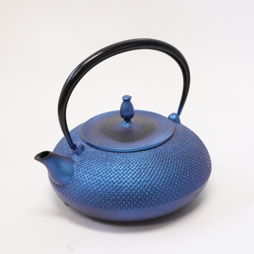 南部鉄器 鉄瓶 「平丸あられ」 瑠璃色 その他キッチン小物 南部鉄器