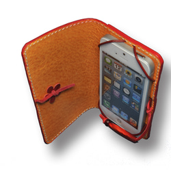 iPhone5 レザーケース(エナメル赤) 1ポケット 4枚目の画像