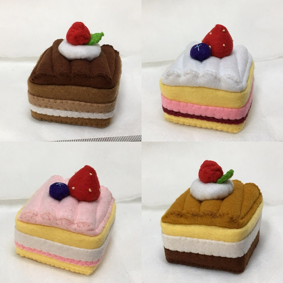 スクエアケーキ。ホワイトクリーム。おままごと用 2枚目の画像