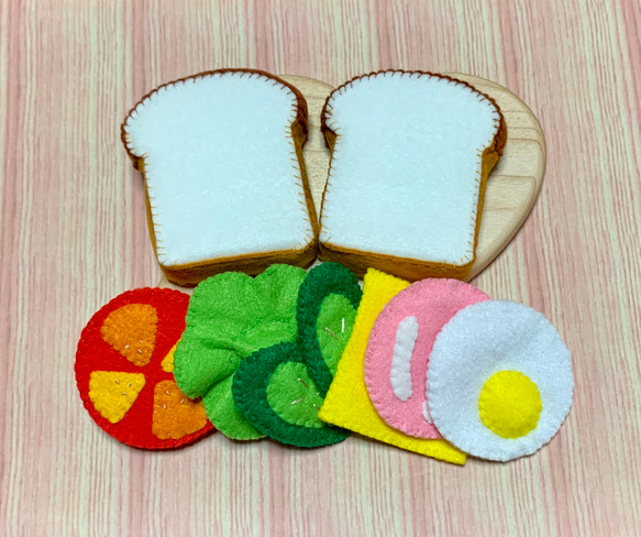 フェルトおままごと サンドイッチ フェルトおもちゃ ハンドメイド フェルトでおままごと『サンドイッチ』を作ってみた【型紙有り