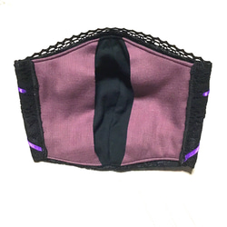 黑色 x 黑色紫色絲帶面罩帶口袋 第4張的照片