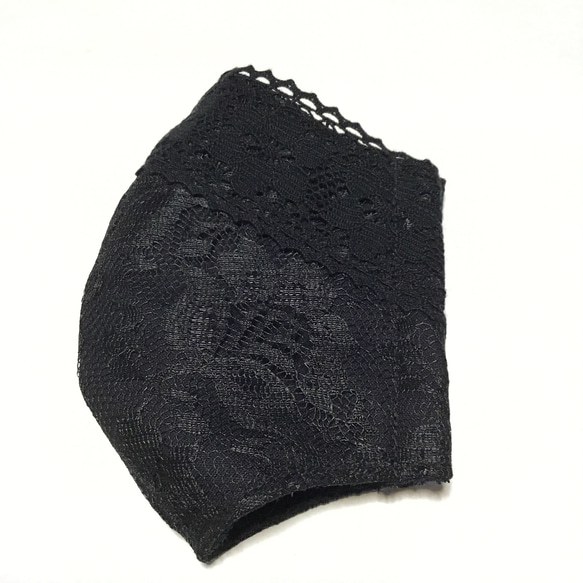 黒×黒　タオル生地マスク 3枚目の画像