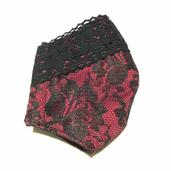 紅×黑毛巾布口罩 第3張的照片