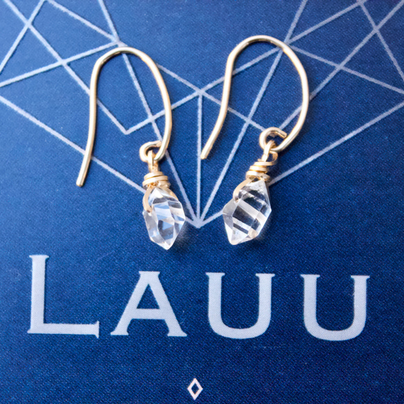 【Lauu】NY産ハーキマーダイヤモンド原石のピアス 4枚目の画像
