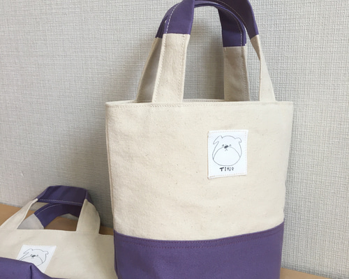 新品タグ付き　フリル付きラベンダートートバッグ 受注制作］Titi☆再販！！トートバッグ☆ラベンダー トート