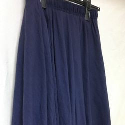 コットンリネンのサーキュラースカート　ロングスカート　ネイビー❤︎紺 2枚目の画像