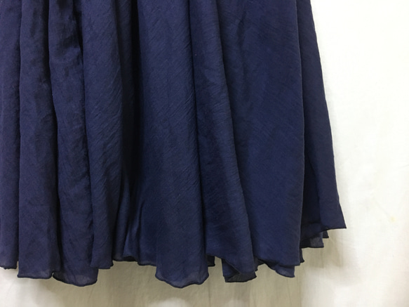 コットンリネンのサーキュラースカート　ロングスカート　ネイビー❤︎紺 3枚目の画像