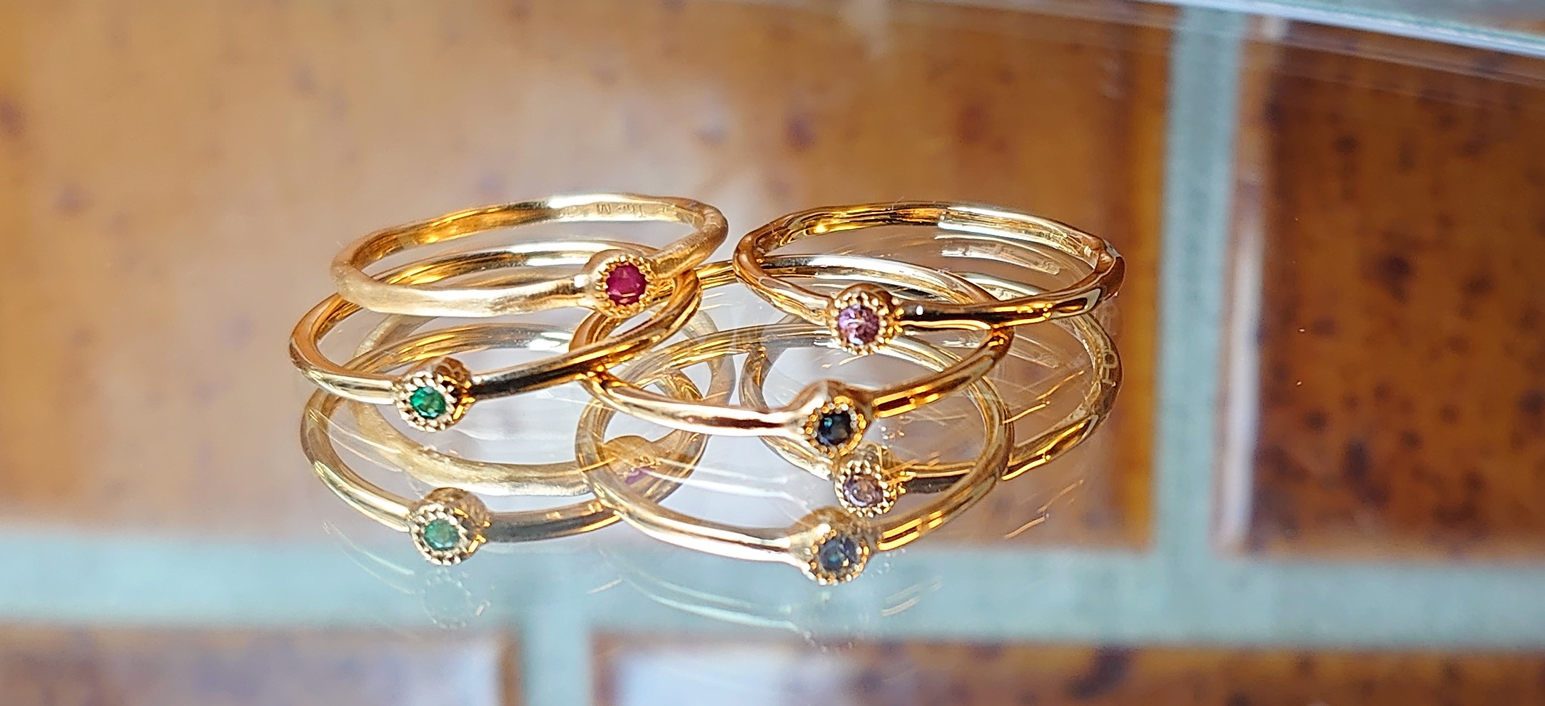 シンプル 選べる天然石2mmラウンド シルバーSV925リング