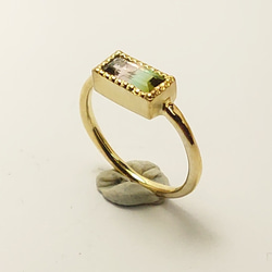 バイカラートルマリン1.08ct  バゲットカット　green&pink　シルバーSV925リング 5枚目の画像