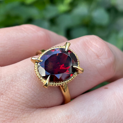 ガーネット オーバルカット10×8 シルバー SV925リング 指輪・リング