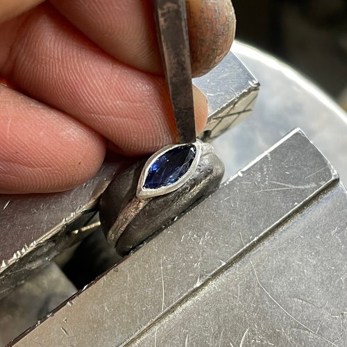 ブルーサファイア マーキスカット0.949ct シルバーSV925リング