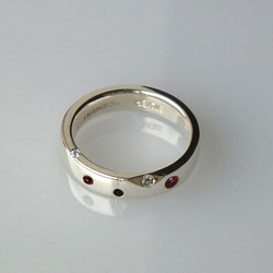 印花布銀製輔助戒指（女式）五元素 第1張的照片