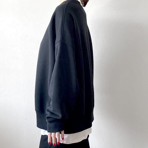 ALL BLACK♡ビッグシルエットスウェット：ラインストーンハート