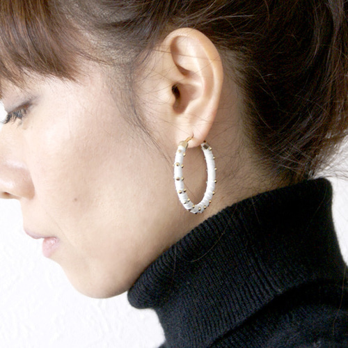 agate フープピアス／10K／クリアストーン付き agate フープピアス／10K／クリアストーン付き K10ピアス