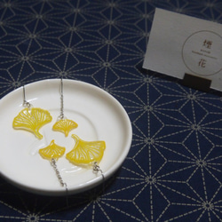 花卉系列_銀杏 醫療鋼耳環 (金黃色) Ginkgo earrings (yellow) 第1張的照片