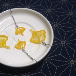 花卉系列_銀杏 醫療鋼耳環 (金黃色) Ginkgo earrings (yellow) 第2張的照片