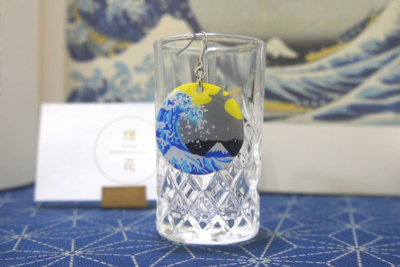 浮世繪系列_神奈川沖浪裏 醫療鋼耳環 Under the Wave off Kanagawa earring 第1張的照片