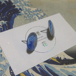 貼耳式耳環_神奈川沖浪裏 Under the Wave off Kanagawa earrings 第2張的照片