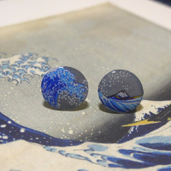 貼耳式耳環_神奈川沖浪裏 Under the Wave off Kanagawa earrings 第3張的照片