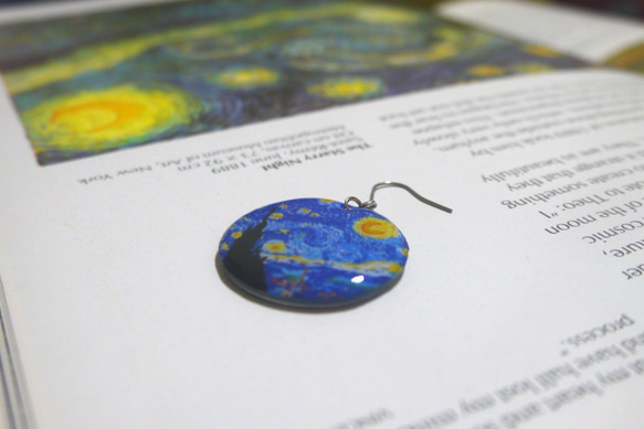 名畫系列_梵谷 星夜 耳環 Van Gogh’s The Starry Night earring 第3張的照片