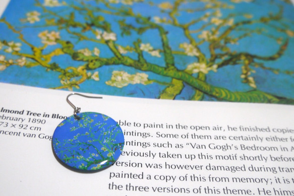 名畫系列_梵谷 盛開的杏花 耳環 Vincent van Gogh’s Almond Blossoms earring 第3張的照片