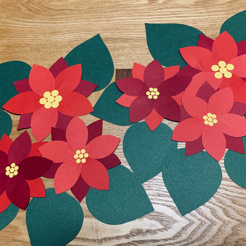 壁面飾り【ポインセチア】12月 クリスマス 切り絵 とことこ♪ 通販