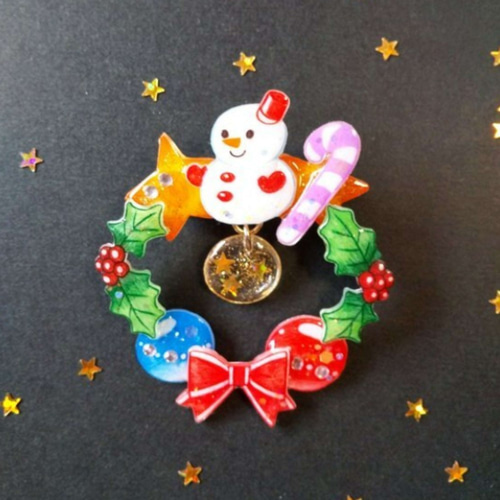 リース型クリスマスブローチお作りします♪【定形外郵便で送料