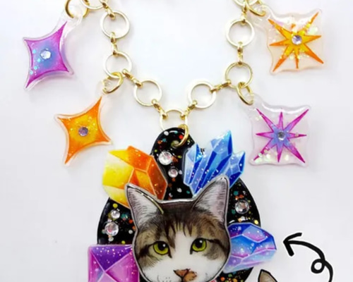 10/10までNO.2908✤失われた野生ねこ 雪の結晶 ハンドメイド チャーム