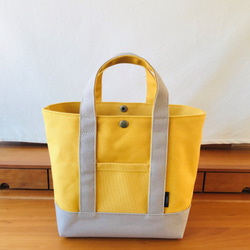 帆布トートバック Mサイズ マスタード×ベージュ トートバッグ