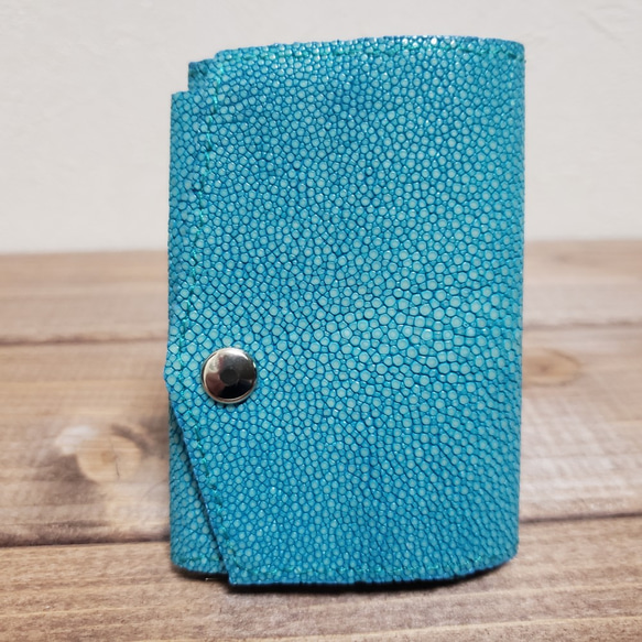 エイ革 ガルーシャ　レディース・メンズミニ財布　三つ折り財布　小さい　コンパクト　薄型　極小 4枚目の画像