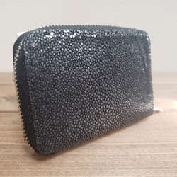 エイ革 ガルーシャ　レディース・メンズ　ミニ財布 ラウンドファスナー　小さい　コンパクト　薄型　極小　ブラック 4枚目の画像