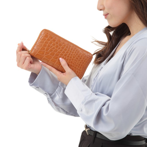 大容量！ 長財布 クロコダイル 美品！ キャメル 茶色 クロコダイル 長財布 大容量 ブラウン 茶 メンズ カード21枚