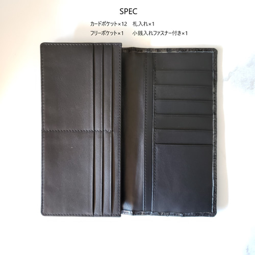 クロコダイル革 レディース・メンズ財布 二つ折り財布 ブラック