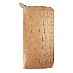 シャムクロコ（クロコダイル革）レディース・メンズ財布 ラウンドファスナー　サーモンピンク 8枚目の画像