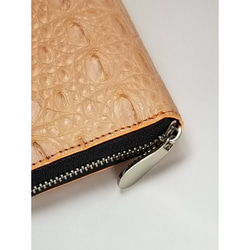 シャムクロコ（クロコダイル革）レディース・メンズ財布 ラウンドファスナー　サーモンピンク 9枚目の画像