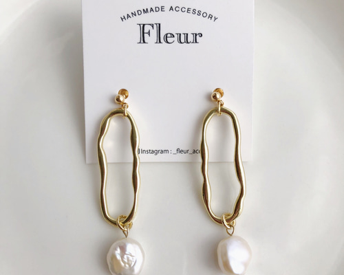 Fleur Jeanne 14ktゴールド＆パールピアス Ф フォースメント Forcement 一粒パールピアス （ゴールド