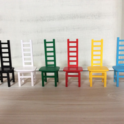 木製ミニチュア家具背の高い椅子(白)「creema限定」 4枚目の画像